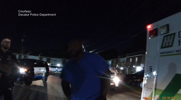 Image from police body cam footage the night Scott was taken into custody